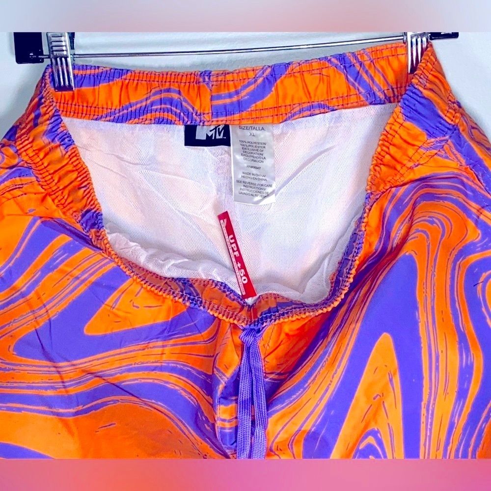 MTV Bold Orange and Purple Patterned Shorts - Picture 4 of 4